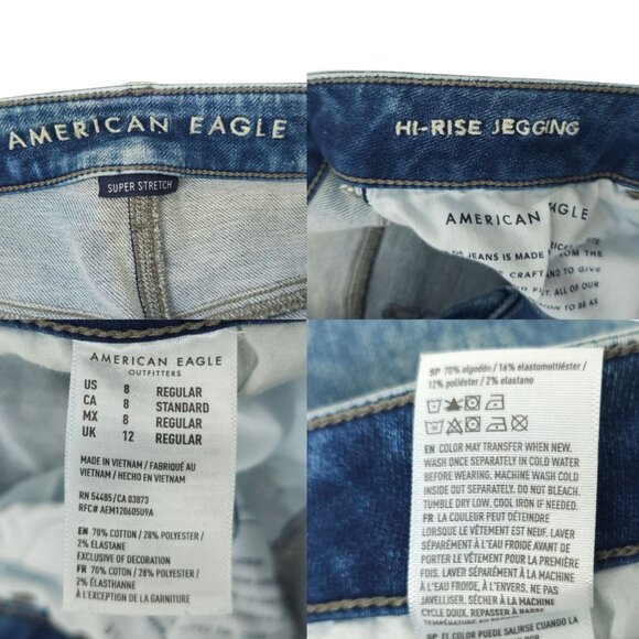 American Eagle Super Stretch Hi Rise Jegging Womens 8 Jeans Denim Distressed - Picture 8 of 15